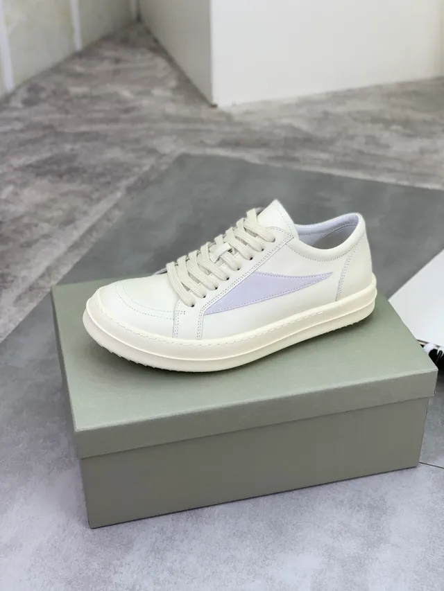 Beige Gray Off-White Leather Light Suede Side Panel Sneakers 4