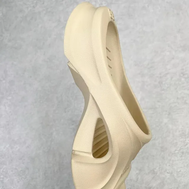 Beige Molded Monolithic Construction Asymmetrical Cutout Slippers 5