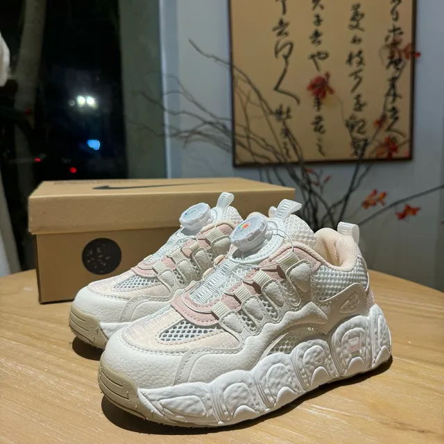 Beige Pink Sculpted Sole Laceless BOA-Style Dial Closure Chunky Sneakers 6