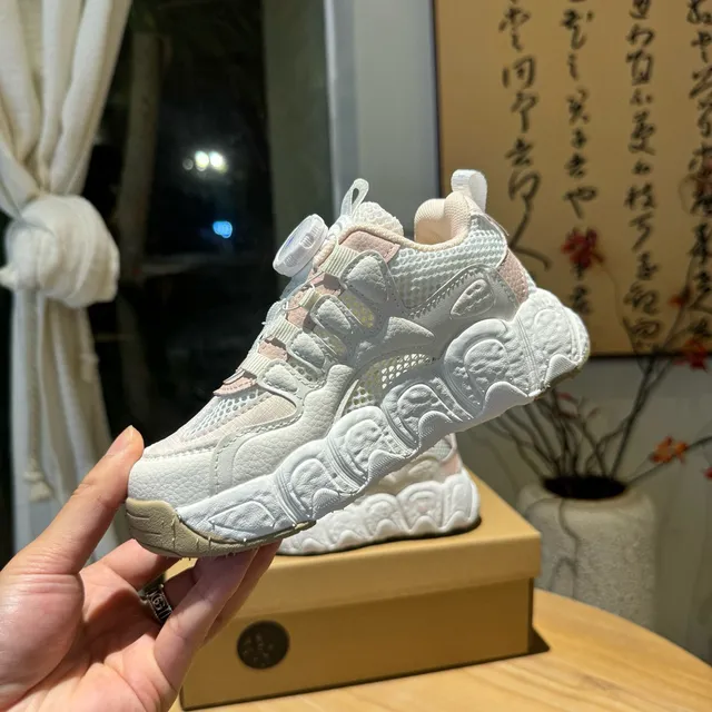 Beige Pink Sculpted Sole Laceless BOA-Style Dial Closure Chunky Sneakers 10