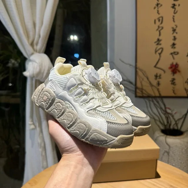 Beige Pink Sculpted Sole Laceless BOA-Style Dial Closure Chunky Sneakers 20