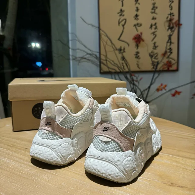 Beige Pink Sculpted Sole Laceless BOA-Style Dial Closure Chunky Sneakers 21