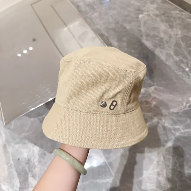 Beige Silver Woven Canvas Texture Structured Panel Crown Bucket Hat 5