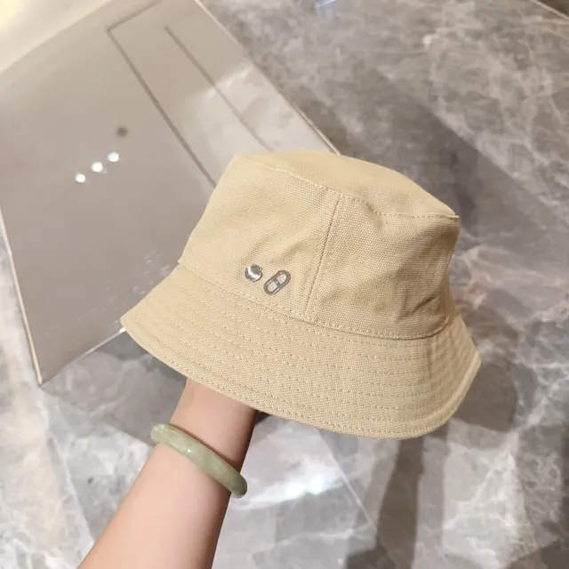 Beige Silver Woven Canvas Texture Structured Panel Crown Bucket Hat 6