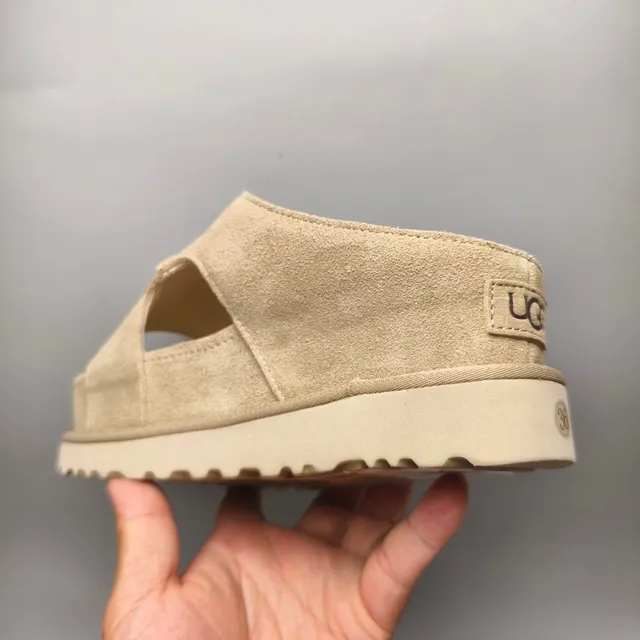 Beige Suede-Textured Platform Dual-Strap Mule Casual Sandal 4