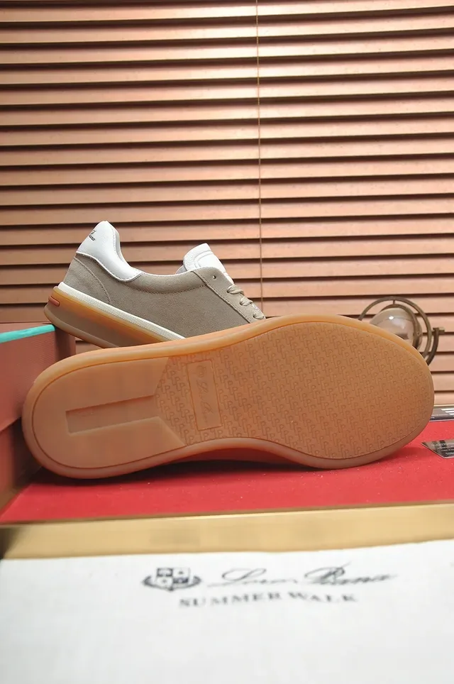 Beige White Suede Upper Gum Rubber Sole Sneakers 3