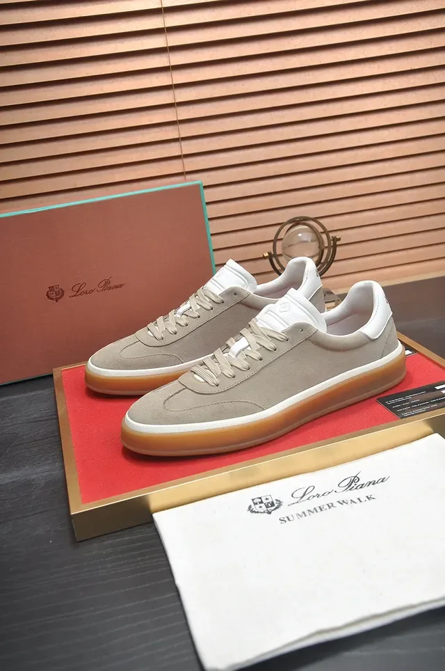 Beige White Suede Upper Gum Rubber Sole Sneakers 4