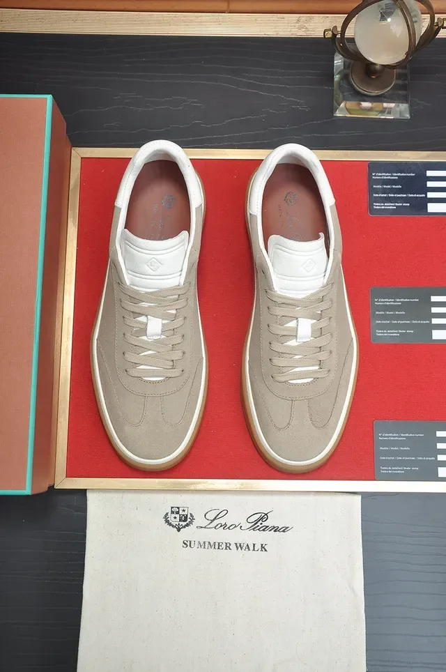 Beige White Suede Upper Gum Rubber Sole Sneakers 5