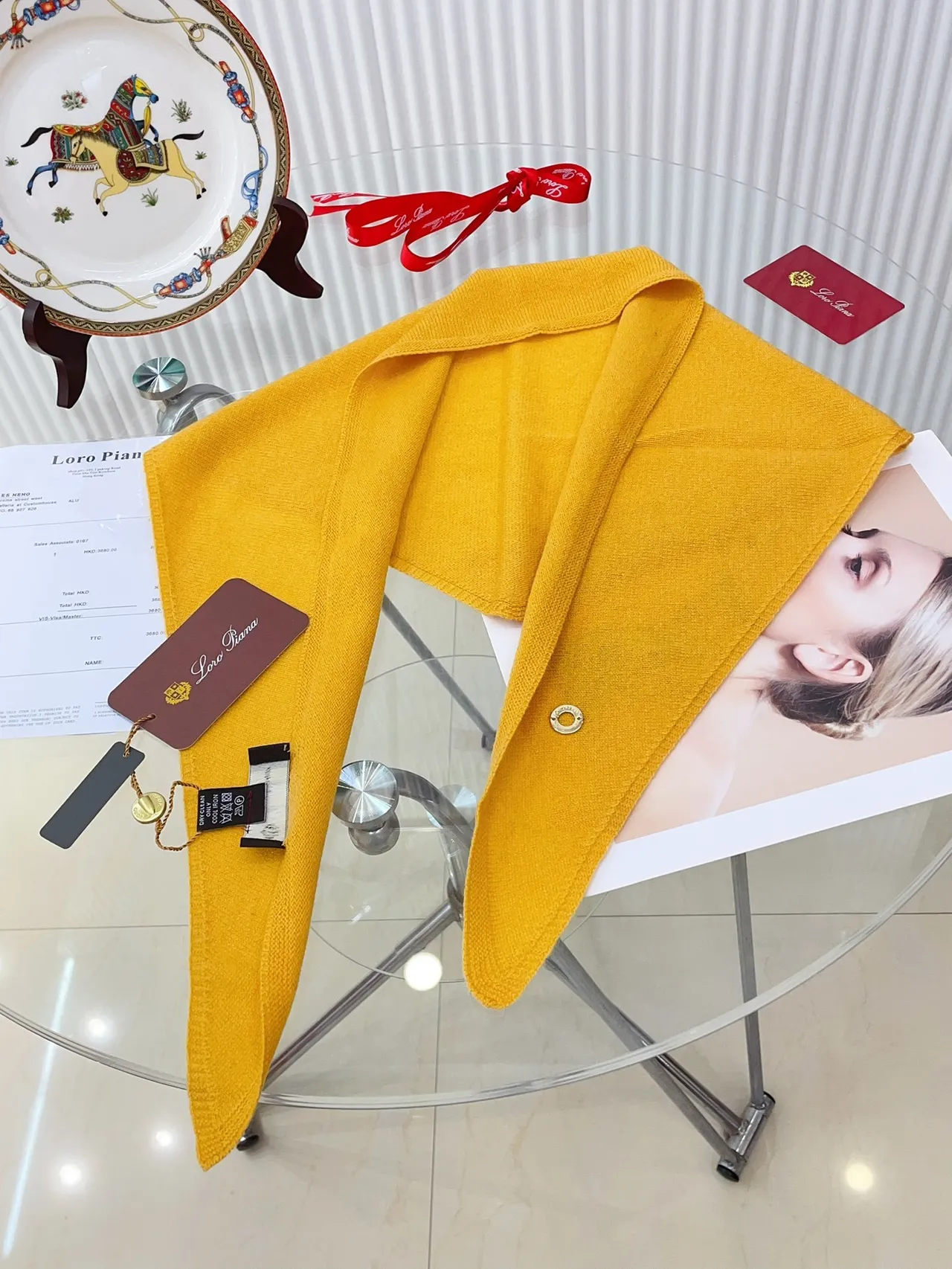 Beige Yellow Ribbed Knit Embroidered Tiger Patch Beanie 5