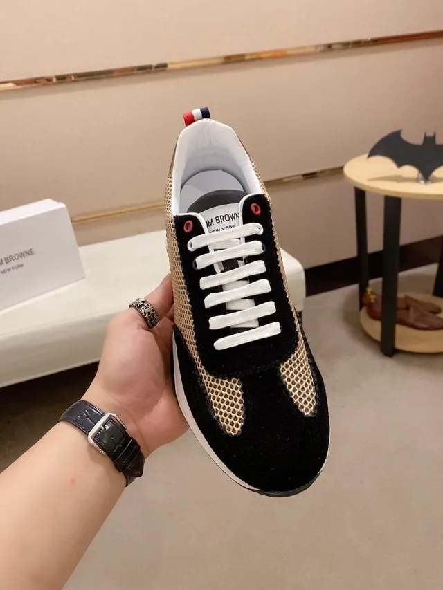 Black and Beige Perforated Mesh Mixed-Material Lifestyle Sneaker 2