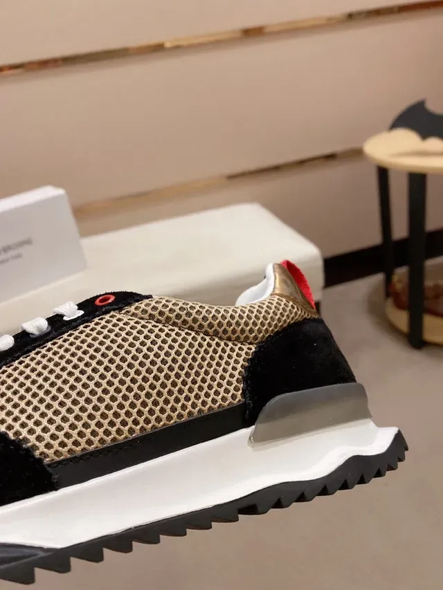 Black and Beige Perforated Mesh Mixed-Material Lifestyle Sneaker 7