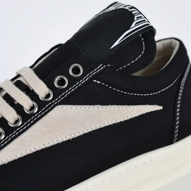 Black and Cream Canvas Platform Sneakers 6