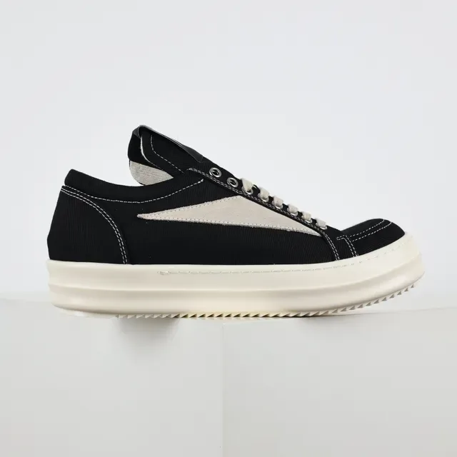 Black and Cream Canvas Platform Sneakers 7