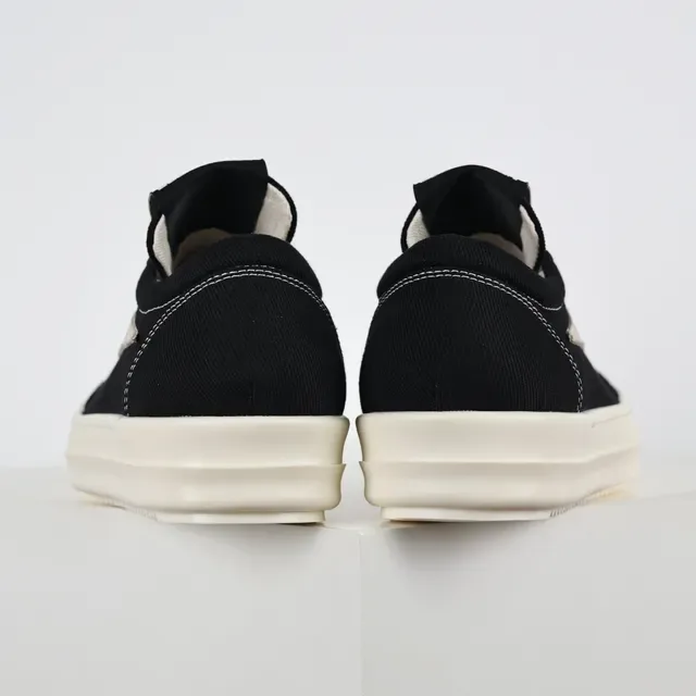 Black and Cream Canvas Platform Sneakers 8