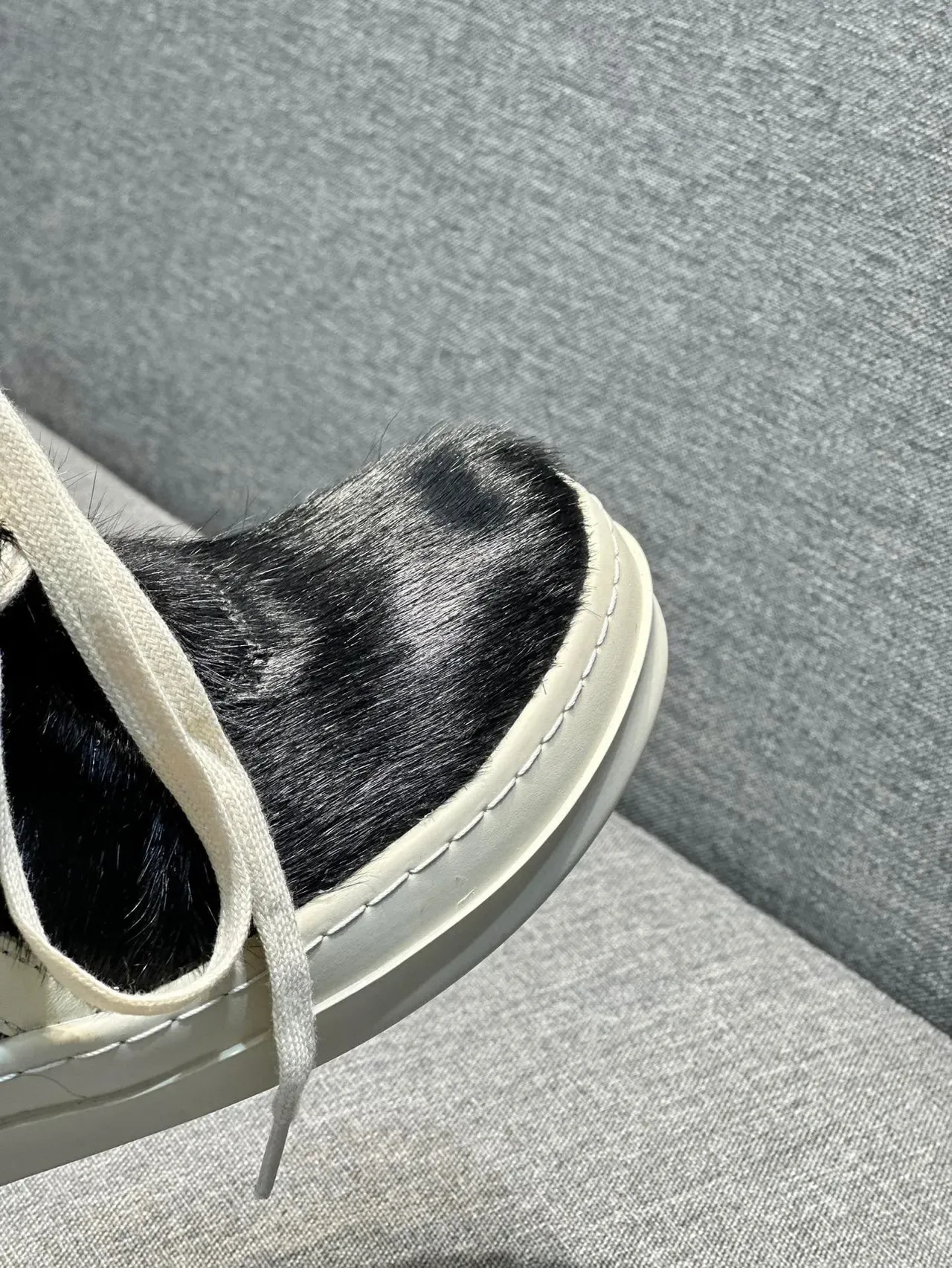 Black and Cream Hair-On-Hide High-Top Platform Sneaker 3