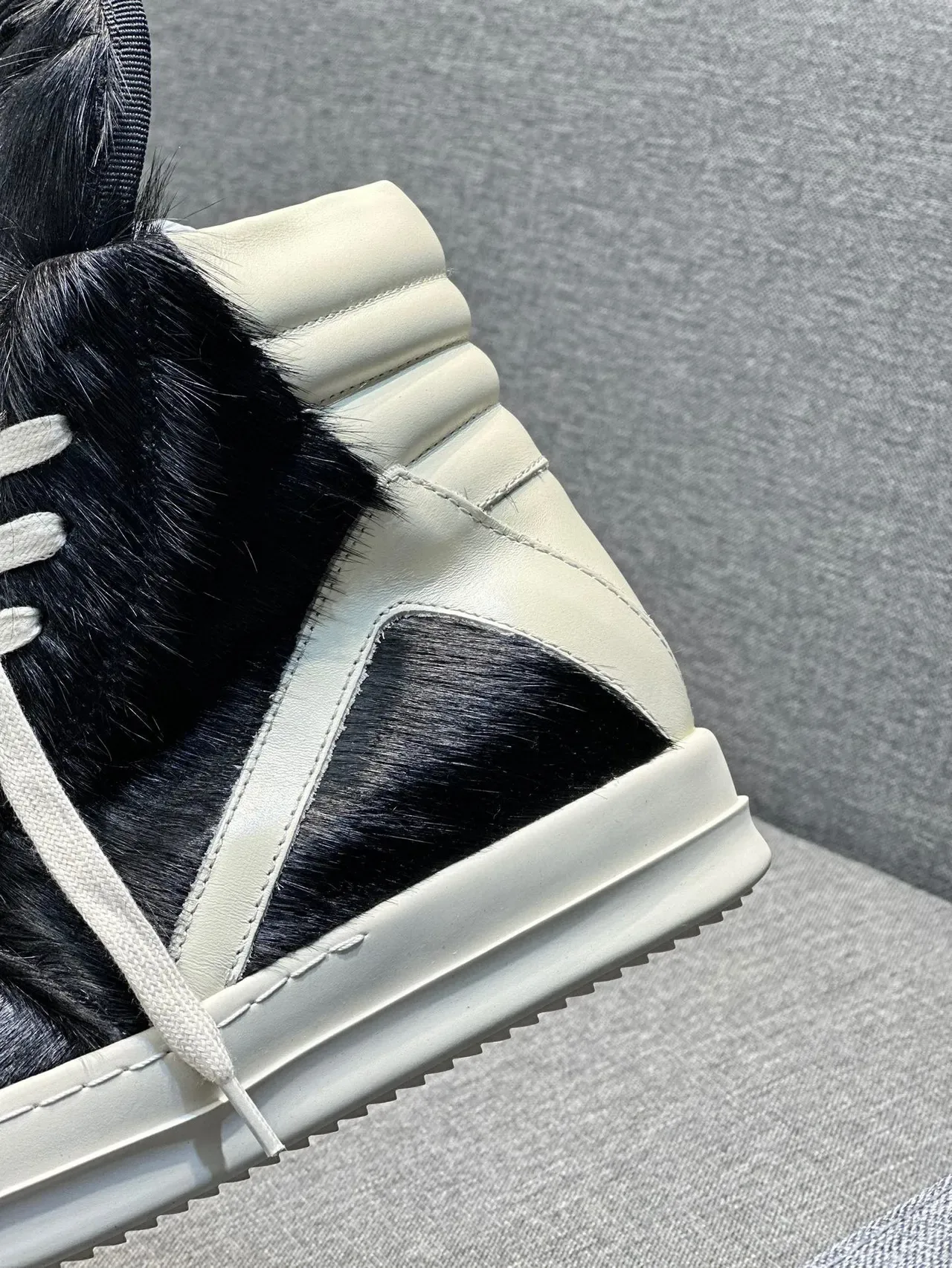 Black and Cream Hair-On-Hide High-Top Platform Sneaker 8