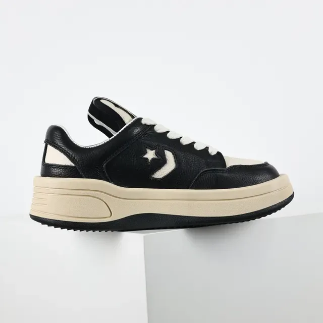 Black and Cream Star Logo Platform Lifestyle Sneakers 7