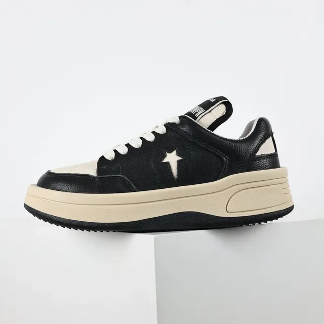 Black and Cream Star Logo Platform Lifestyle Sneakers 9
