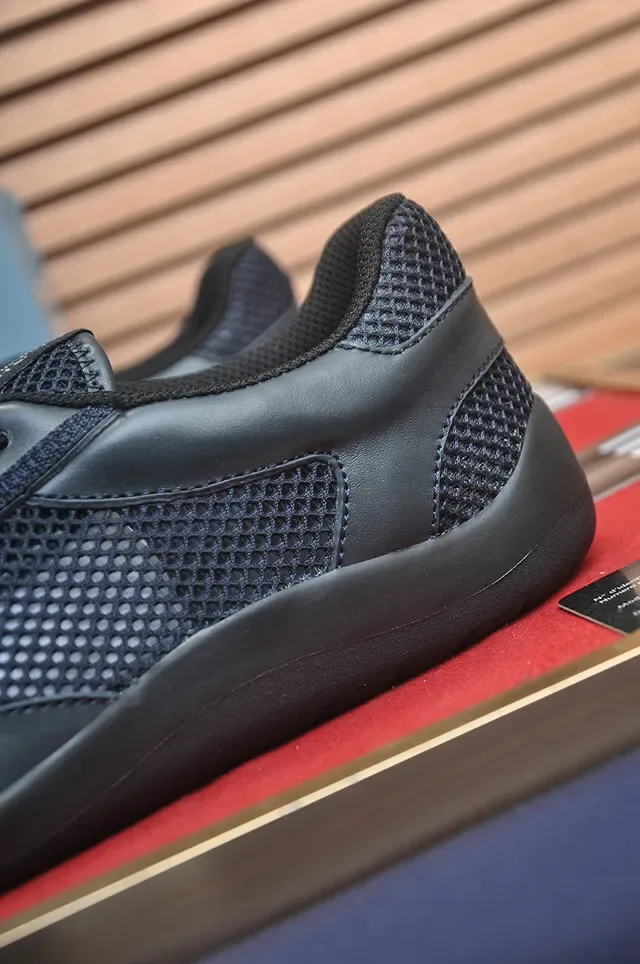 Black and Navy Mesh-and-Synthetic Low-Top Casual Sneaker 2