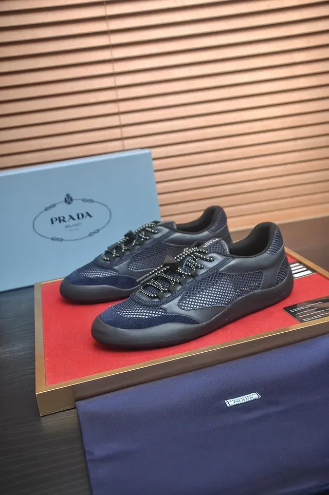 Black and Navy Mesh-and-Synthetic Low-Top Casual Sneaker 4
