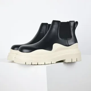 Black and Off-White Chunky Sole Chelsea Boots