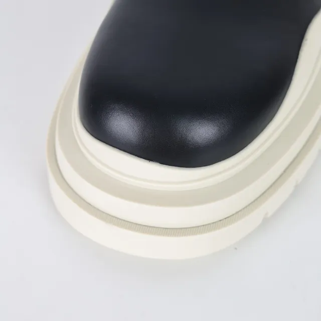 Black and Off-White Chunky Sole Chelsea Boots 5