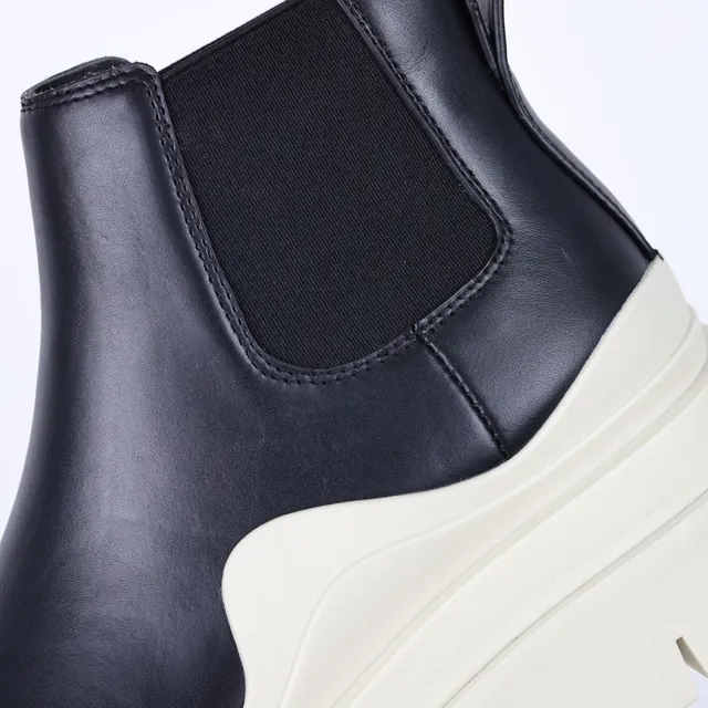 Black and Off-White Chunky Sole Chelsea Boots 6