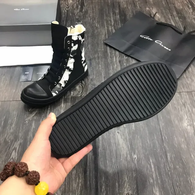 Black and White Abstract Print High-Top Martin Boot 2