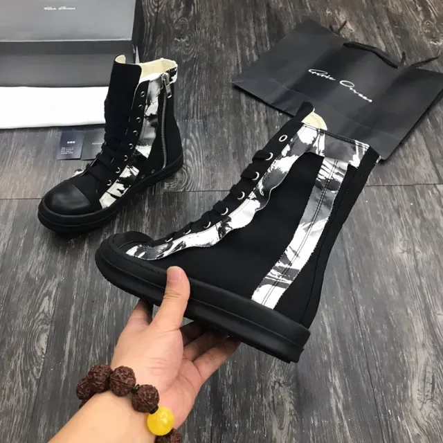 Black and White Abstract Print High-Top Martin Boot 3