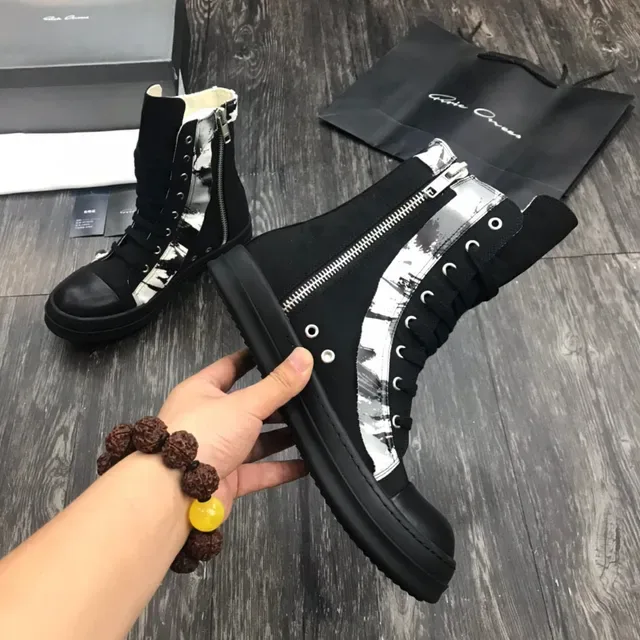 Black and White Abstract Print High-Top Martin Boot 4