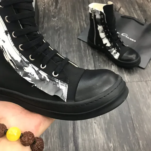 Black and White Abstract Print High-Top Martin Boot 6