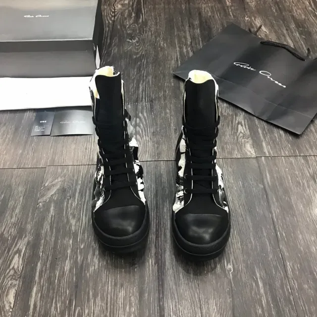 Black and White Abstract Print High-Top Martin Boot 7
