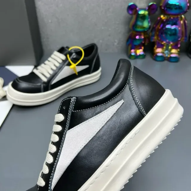 Black and White Panelled Leather Lifestyle Sneakers 3