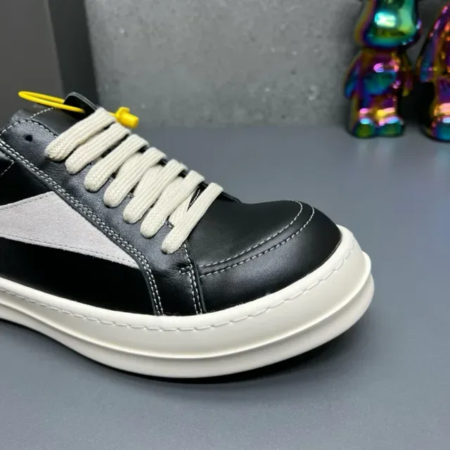 Black and White Panelled Leather Lifestyle Sneakers 9