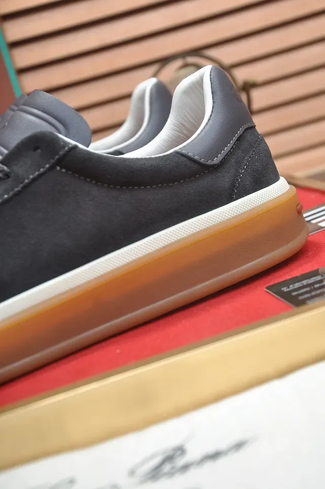 Black Beige Suede Upper Gum Rubber Sole Sneakers 2