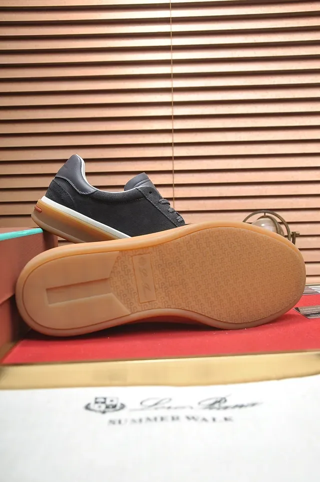 Black Beige Suede Upper Gum Rubber Sole Sneakers 3