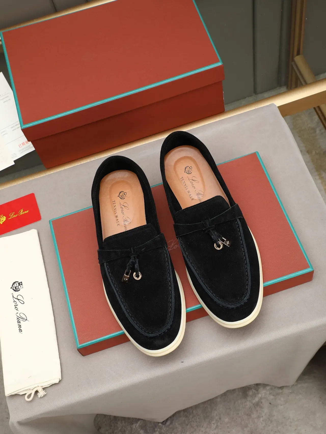 Black Beige Suede Upper Strap Closure Loafer 2