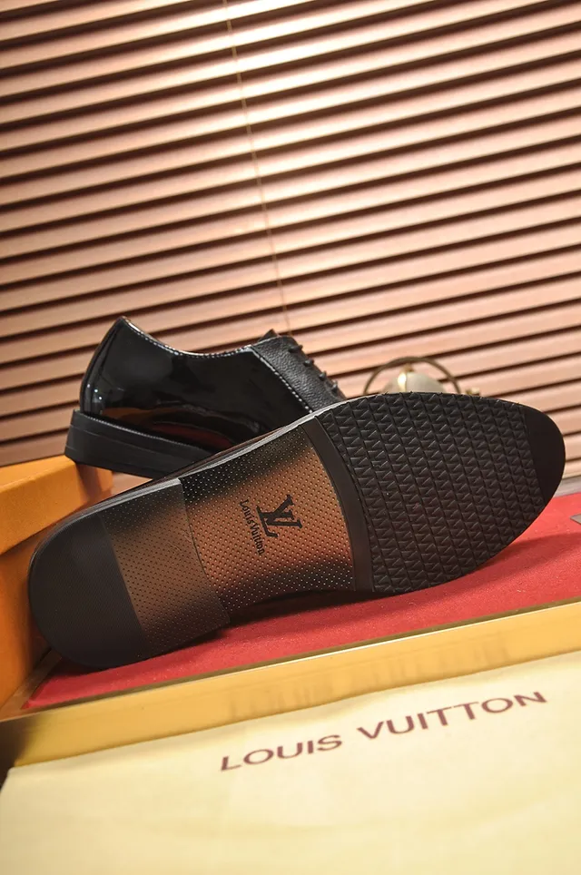 Chaussures Oxford Noir Brun Cuir Patenté Texturé Haut Brillant Quartiers 3