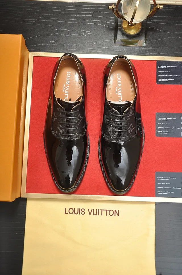 Chaussures Oxford Noir Brun Cuir Patenté Texturé Haut Brillant Quartiers 5