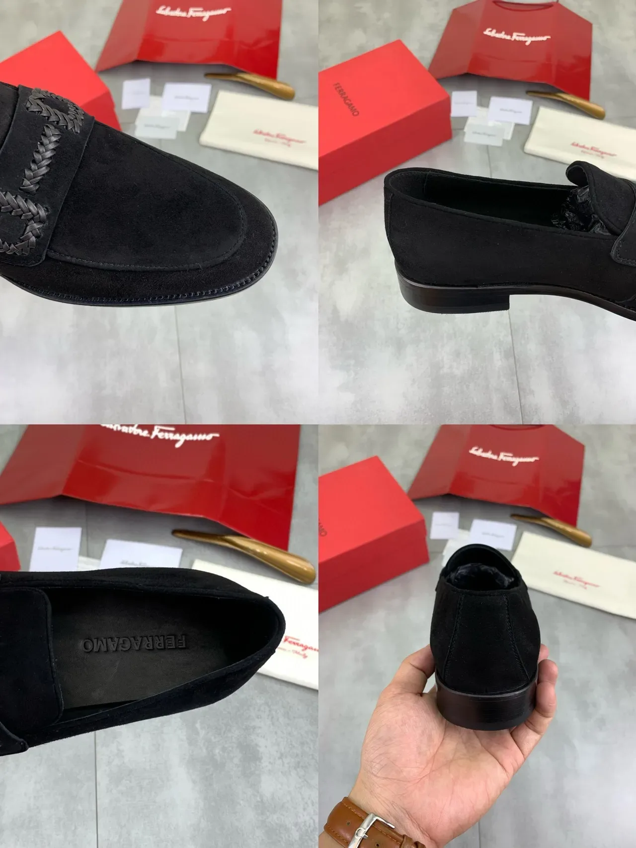 Black Brown Suede Braided Strap Loafer 2