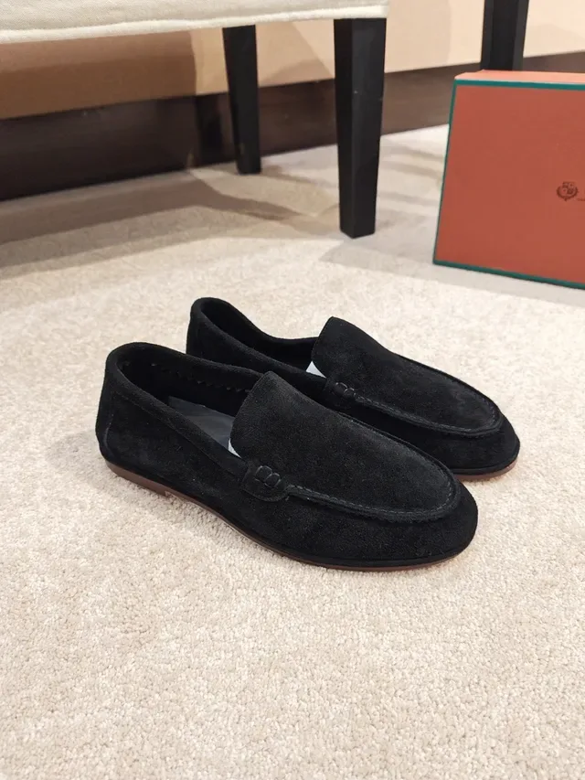 Black Brown Suede Upper Moccasin Stitching Loafer 5