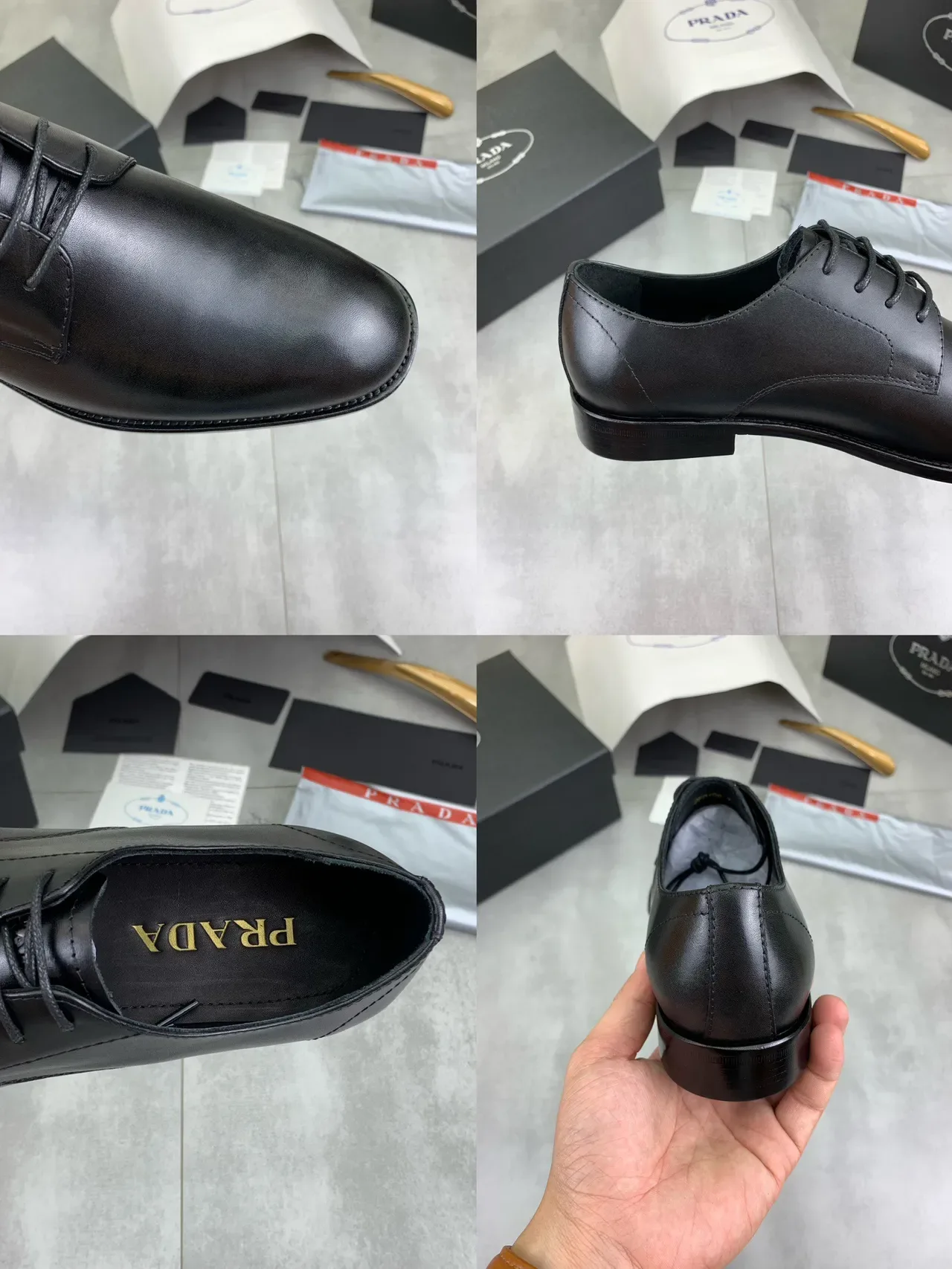 Black Cap-Toe Smooth Leather Oxford Shoes 2