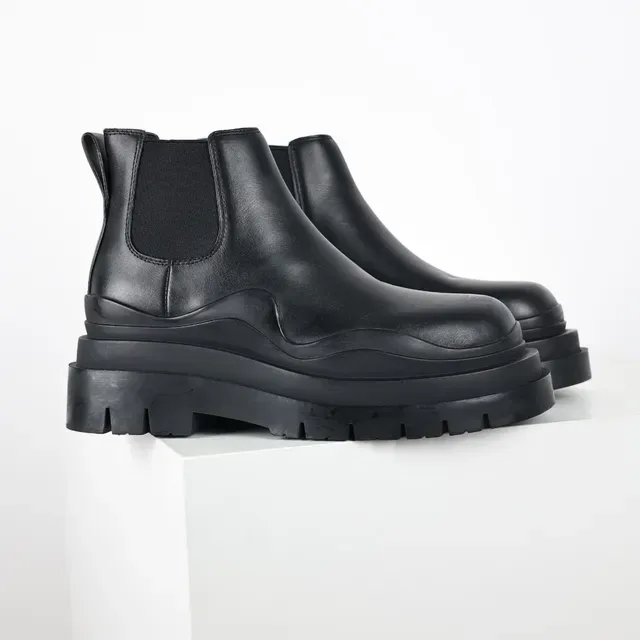 Black Chunky Sole Chelsea Boots 3