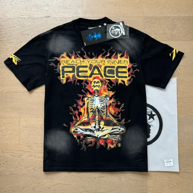 Black Flame Skeleton Om Graphic Oversized T-Shirt 8