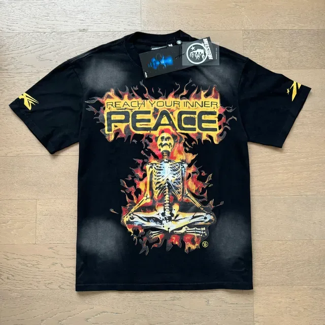 Black Flame Skeleton Om Graphic Oversized T-Shirt 9