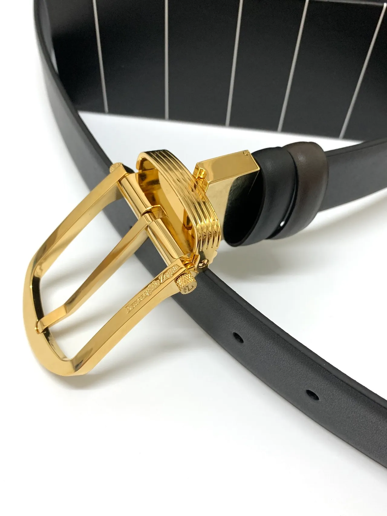 Black Gold Buckle Leather Belt 3
