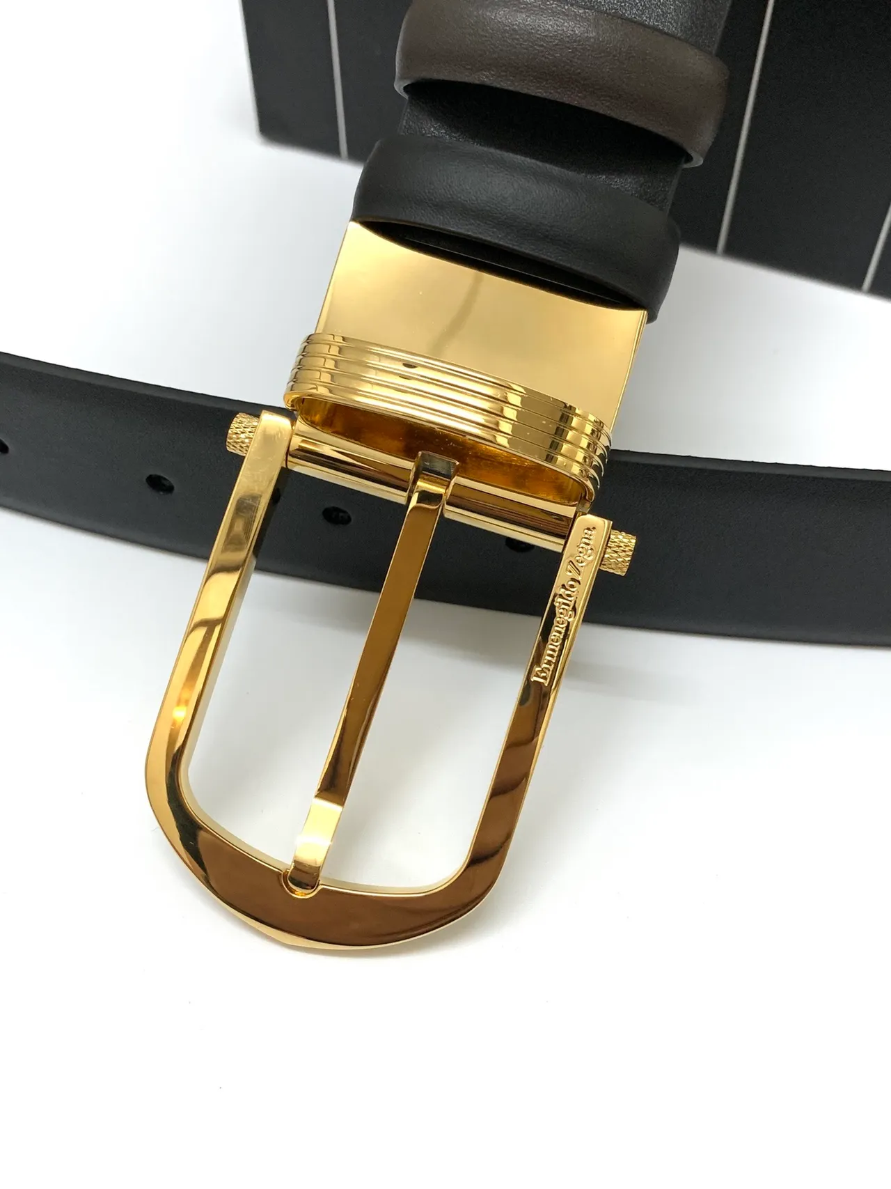 Black Gold Buckle Leather Belt 6