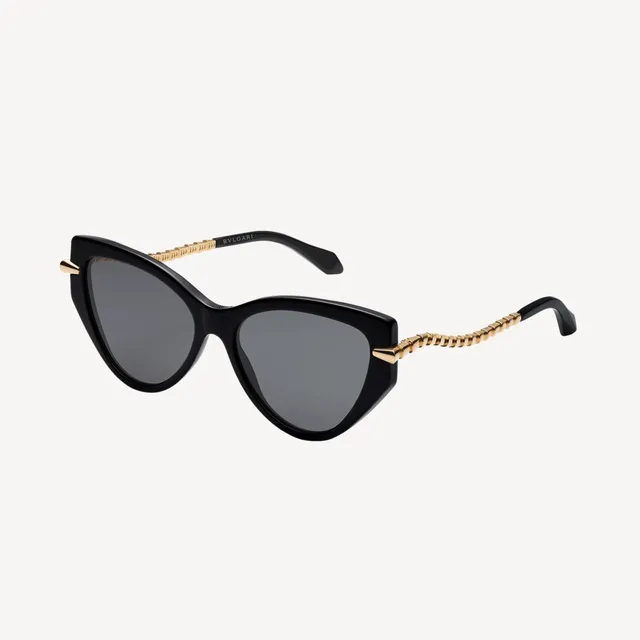 Black Gold Cat-Eye Silhouette Acetate Frame Sunglasses 3