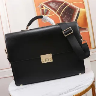 Black Gold Structured Leather-Like Exterior Combination Lock Clasp Handbag