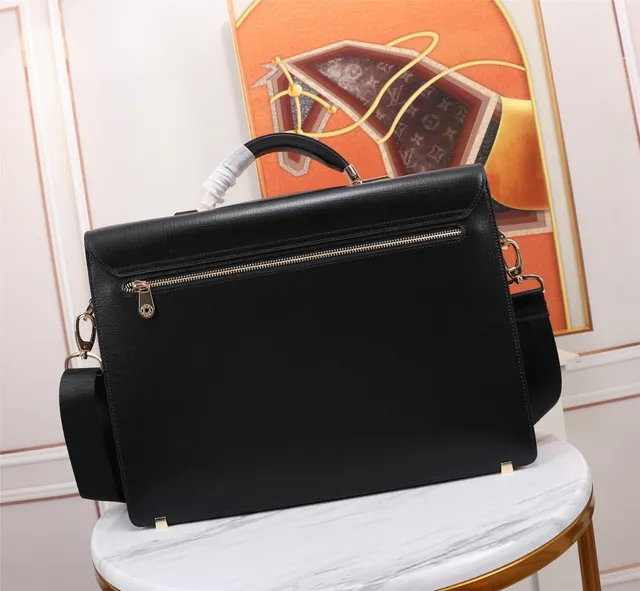 Black Gold Structured Leather-Like Exterior Combination Lock Clasp Handbag 3